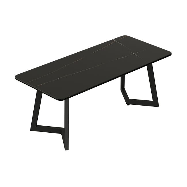 Industrial Style Dining Table Black Sintered Stone Dining Table with Metal Base Clearhalo ' dining_table' 'Dining Tables & Seating' 'Dining Tables' 'furn' 'furn_dining_table' 'Furniture' 'furniture_dining_table' 'Kitchen & Dining Furniture' 'kitchen&dining_furn' 'kitchen' 'kitchen_dining_table' 1200x1200_f56b0191-02df-445f-a880-e757d5c8a85d