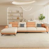 Contemporary Stain-Resistant Cream White Square Arm Faux Leather Sofa