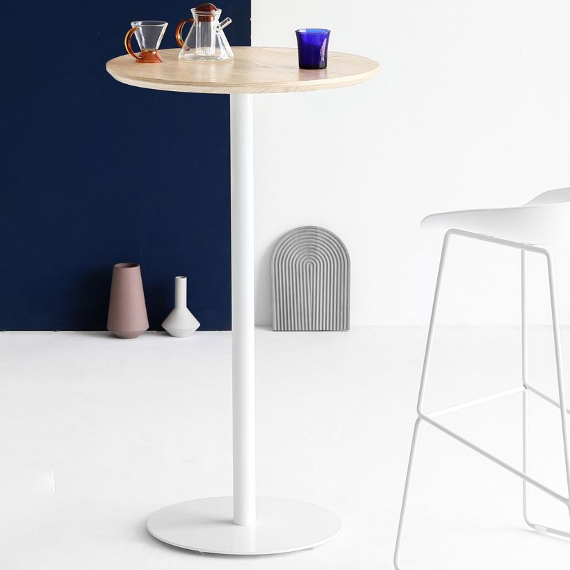 Industrial Solid Wood Bar Dining Table Steel Single Pedestal Bistro Table Fixed Table Clearhalo 'Bar Furniture' 'Bar Tables' 'bar_tables' 'Furniture' 'furniture_bar_tables' 'Kitchen & Dining Furniture' 'kitchen&dining_furn' 'kitchen' 1200x1200_f56bb972-f1a8-479c-a5ba-a021a95ee63a