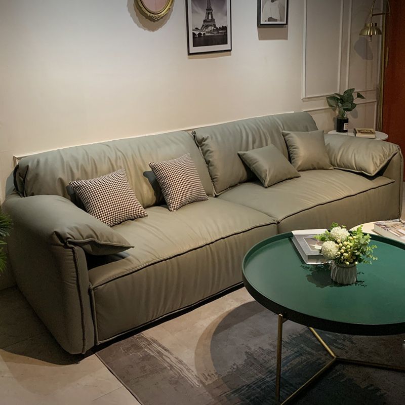 Green Contemporary Faux Leather Pillow Top Arm Standard Sofa with Loose Back Clearhalo 'furn' 'furn_sofas' 'Furniture' 'furniture_sofas' 'kitchen' 'kitchen_sofas' 'Living Room Furniture' 'Sofa' 'sofas' 1200x1200_f56bcc20-fb1f-4804-ab43-7138c2a5891c