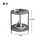 Faux Stone Round End Table Shelf Included Side Table in Black/Grey