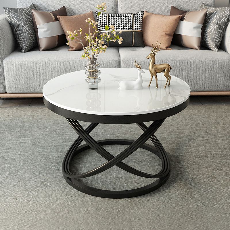 Slate and Metal Single Coffee Table Frame Round Glam Coffee Table