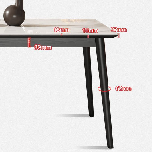 Rectangle Fixed Dining Table Industrial Sintered Stone White Home Table