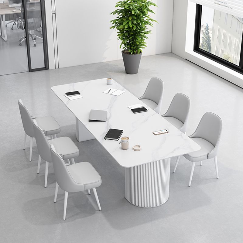 Table de bureau moderne de forme rectangulaire Bureau d'écriture en pierre en blanc / noir