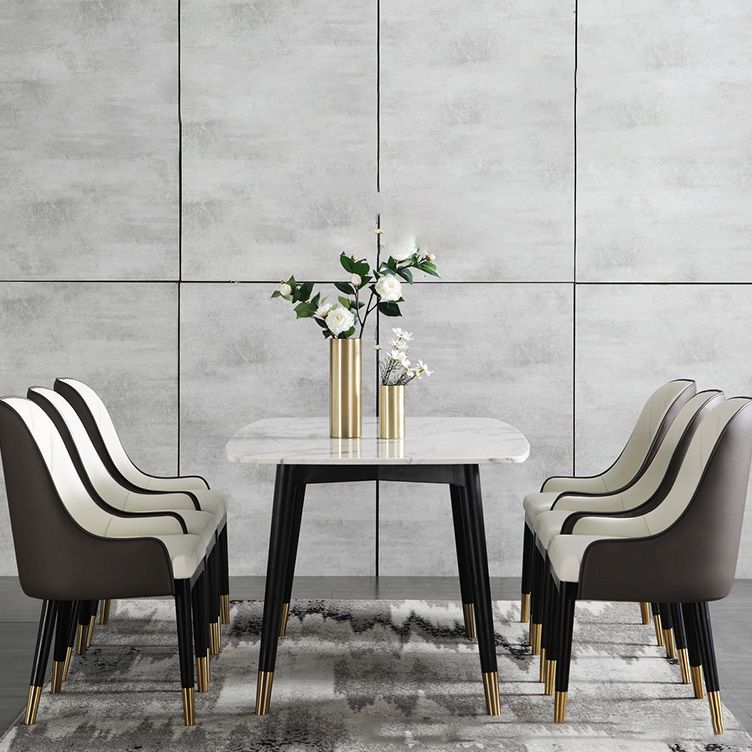 Chaises de salle à manger rembourrées industrielles chaise Parsons en jambes noires