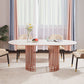 Table à manger top ovale blanc table à manger de luxe traditionnelle avec cadre en or rose