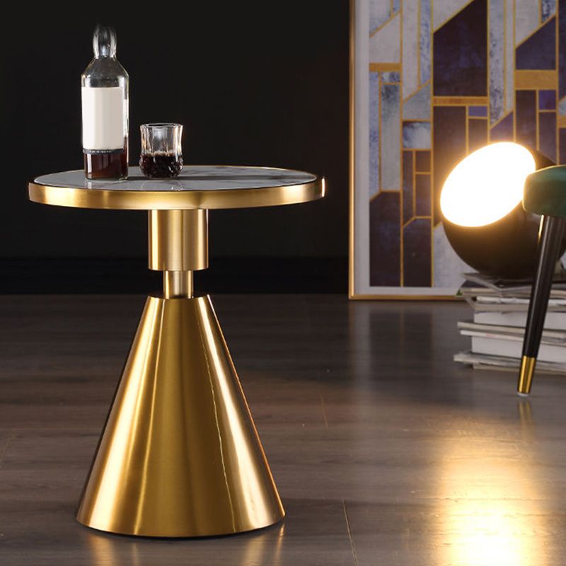 Contemporary Round Table Top End Table with Metal Pedestal Leg Clearhalo 'Coffee & Accent Tables' 'End & Side Tables' 'end_side_table' 'end_side_tables' 'furn' 'furn_end_side_tables' 'Furniture' 'furniture_end_side_table' 'Living Room Furniture' 1200x1200_f570e7e1-f58e-411d-b716-46a403cdd26f
