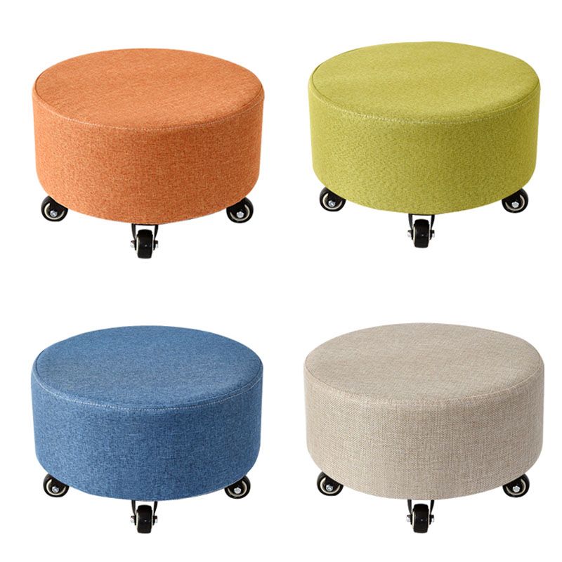 Cotton Blend Ottoman Houndstooth Pattern Fade Resistant Round Ottoman with Wheels Clearhalo 'furn' 'furn_ottomans_poufs' 'Furniture' 'Living Room Furniture' 'Ottomans & Poufs' 'ottomans_poufs' 1200x1200_f57429d7-0b4e-40d9-9a04-ad4b39999a99