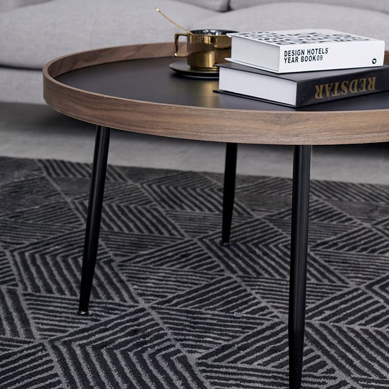 15.7"H Modern 4 Legs Metal Round Brown/Black Wood Top Coffee Table/Nesting Tables Clearhalo 'Coffee & Accent Tables' 'Coffee Tables' 'coffee_tables' 'Furniture' 'furniture_coffee_tables' 'Living Room Furniture' 1200x1200_f5743589-0df4-4af7-bd26-a237c8a917dd