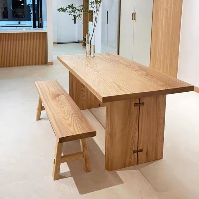 Tavolo da pranzo rettangolare in legno cenere contemporaneo doppio piedistallo