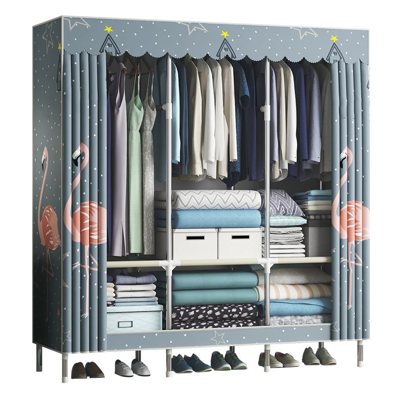 Steel Frame Wardrobe Cabinet Contemporary Style Armoire with Shelves Clearhalo 'Armoires & Wardrobes' 'armoires_wardrobes' 'Bedroom Furniture' 'furn' 'furn_armoires_wardrobes' 'Furniture' 1200x1200_f5791da7-4f0c-401a-b87b-40f00fdc746e