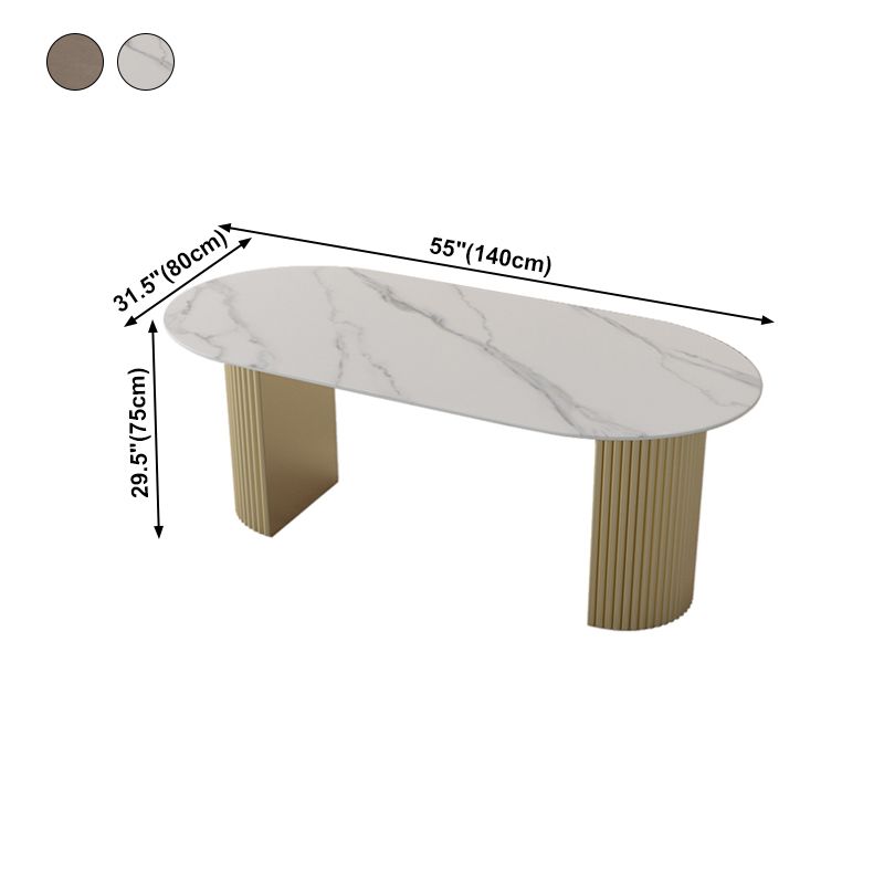 Modern Style Dining Table Oval Double Pedestal Dining Table for Home Clearhalo ' dining_table' 'Dining Tables & Seating' 'Dining Tables' 'furn' 'furn_dining_table' 'Furniture' 'furniture_dining_table' 'Kitchen & Dining Furniture' 'kitchen&dining_furn' 'kitchen' 'kitchen_dining_table' 1200x1200_f5798ab2-ff8a-40a0-b710-6039aa047abe