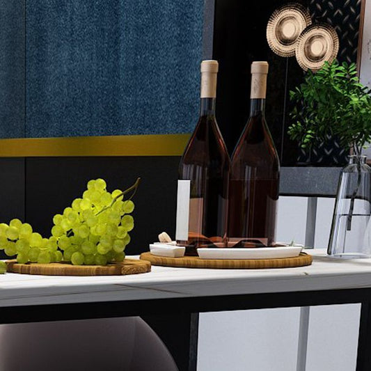 Industrial Iron Bar Dining Table White Stone Top Indoor Bistro Table with Shelf Clearhalo 'Bar Furniture' 'Bar Tables' 'bar_tables' 'furn' 'furn_bar_tables' 'Furniture' 'furniture_bar_tables' 'Kitchen & Dining Furniture' 1200x1200_f5798f0a-15ff-4059-891d-ba9c0ee887a9