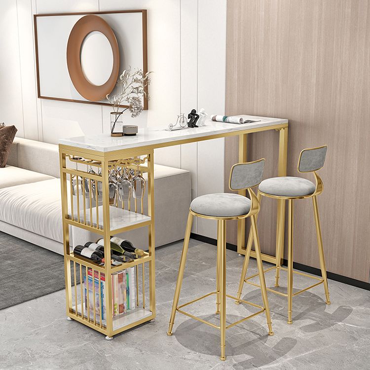 Stone Top Bar Dining Table Traditional Luxury Bar Table with Sled Base Clearhalo 'Bar Furniture' 'Bar Tables' 'bar_tables' 'furn' 'furn_bar_tables' 'Furniture' 'furniture_bar_tables' 'Kitchen & Dining Furniture' 1200x1200_f57aa263-a96c-4e39-a59e-2e4e31a4f24a