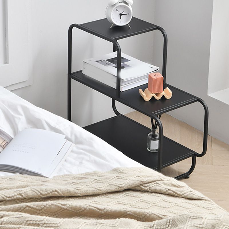 Sled Accent Side Table Metal Side End Snack Table with Shelf