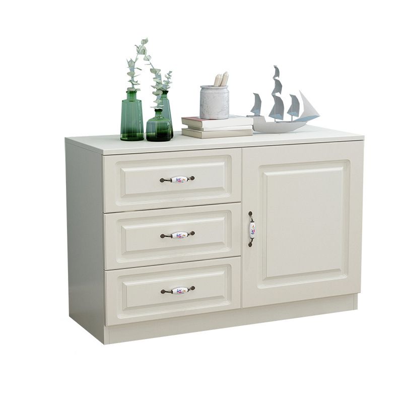 White Modern Accent Chest with Drawers 15.74" Wide Side Cabinet