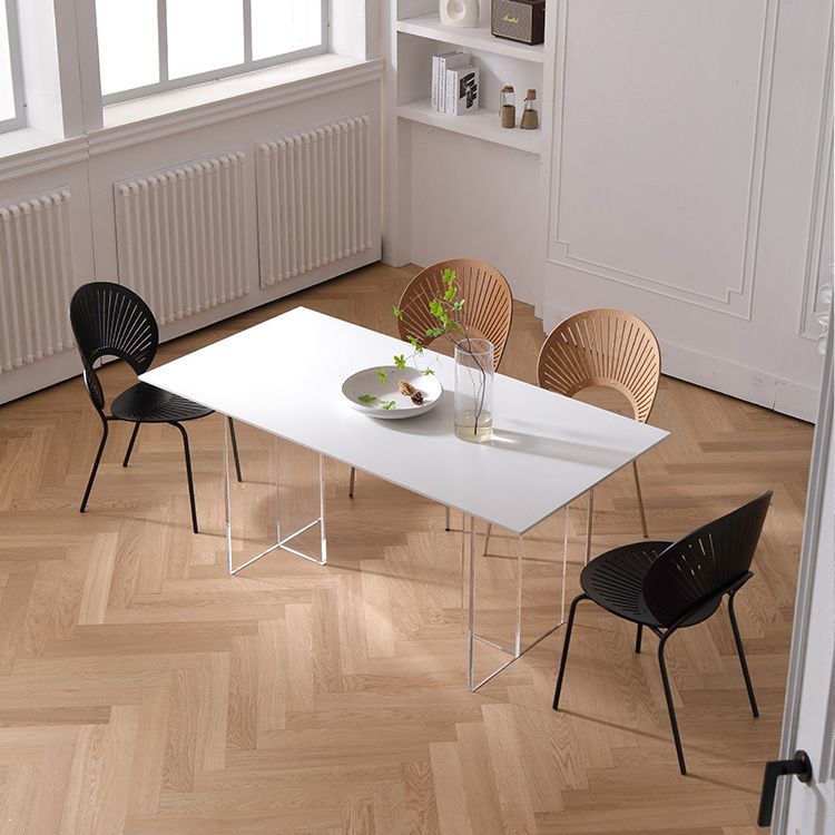 Industrial Dining Room Table Rectangle Stone Dinette Table in White Clearhalo 'Dining Tables & Seating' 'Dining Tables' 'dining_table' 'furn' 'furn_dining_table' 'Furniture' 'Kitchen & Dining Furniture' 1200x1200_f57c0f94-f3ab-4cd6-b40e-4538ebaeae20