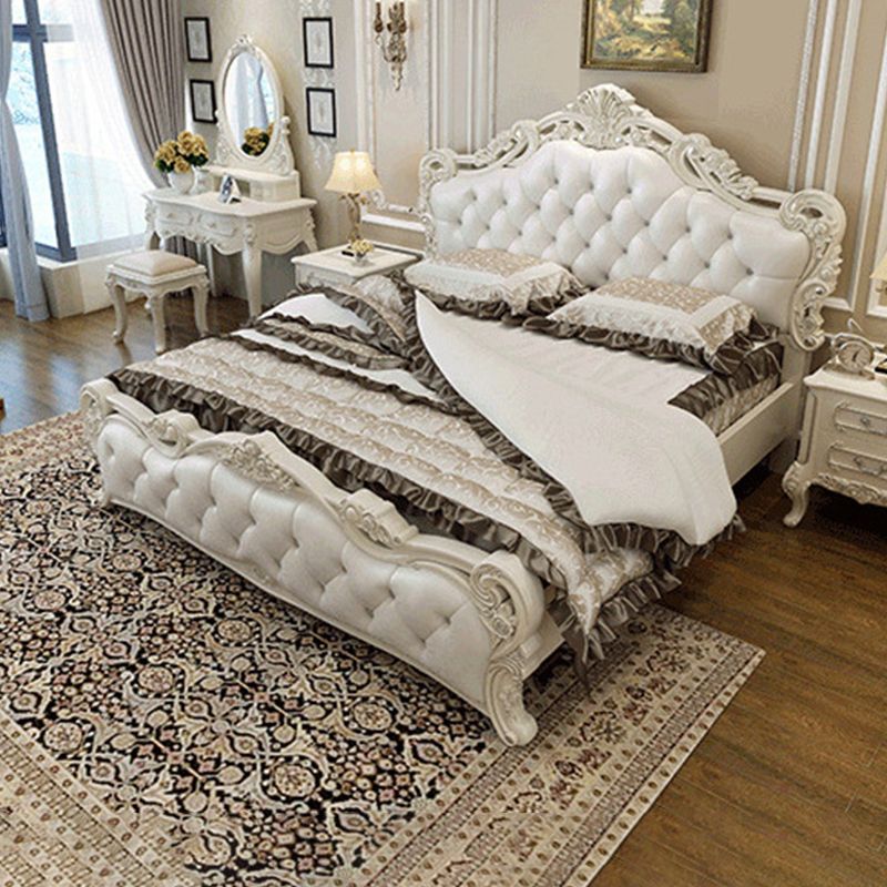 Victorian Upholstered Headboard Standard Bed Solid Wood Bed with Footboard Clearhalo 'Bedroom Furniture' 'Beds' 'furn' 'furn_beds' 'Furniture' 1200x1200_f57d0a21-a12d-4318-bf55-68403dd0f2ff