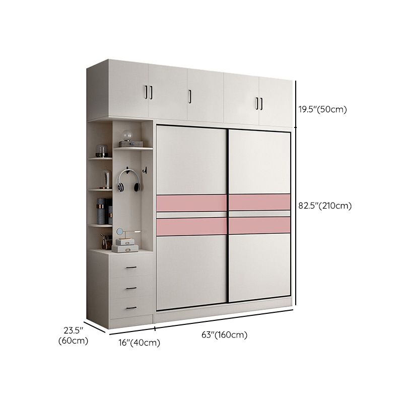 Color de couleur blanc tige de garde-robe comprenant la garde-robe placard de garde-robe avec porte coulissante