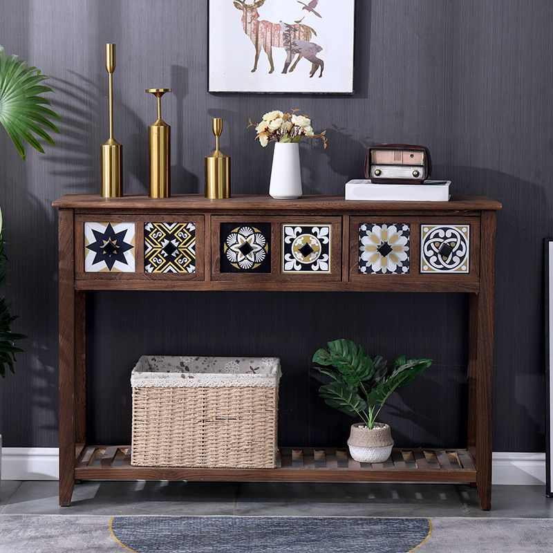 Tavolo di accento moderno della metà del secolo con cassetti per la console Hall