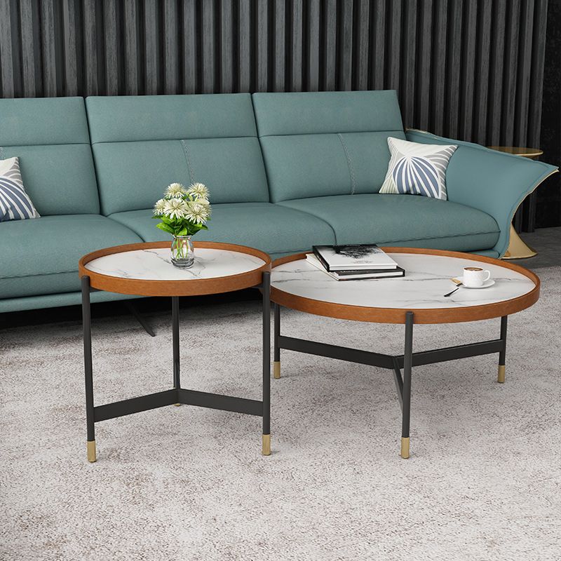 Modern Slate Tray Top 3 Legs Coffee Table White/Black Round Table Clearhalo 'Coffee & Accent Tables' 'Coffee Tables' 'coffee_tables' 'furn' 'furn_coffee_tables' 'Furniture' 'Living Room Furniture' 1200x1200_f57e9b5b-586e-474e-bb7d-dc015ce5fda4
