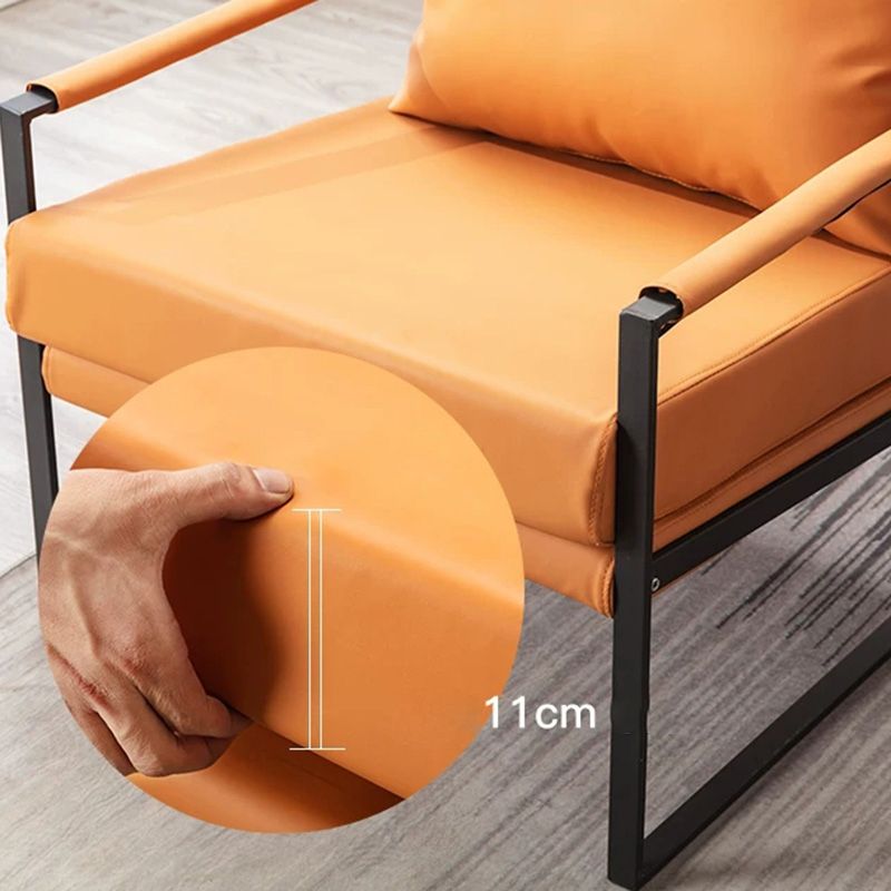 Industrial Metal Armchair Leather Upholstered Accent Armchair Clearhalo 'Accent Chairs' 'accent_chairs' 'Chairs & Seating' 'furn' 'furn_accent_chairs' 'Furniture' 'Living Room Furniture' 1200x1200_f5801b53-29e0-421a-be49-11f67c7063d0