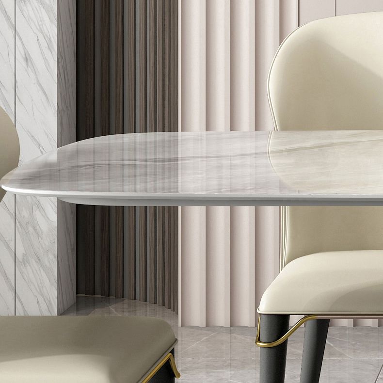 Glossy Gray Dinette Table with Metal Base Traditional Luxury Dining Table for Home Clearhalo 'Dining Tables & Seating' 'Dining Tables' 'dining_table' 'furn' 'furn_dining_table' 'Furniture' 'Kitchen & Dining Furniture' 1200x1200_f5806067-947d-4d02-8ddf-d58a626b1423