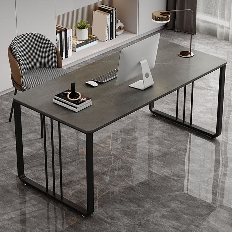 Stone and Iron Office Desk Contemporary Curved Sled Writing Desk Clearhalo 'furn' 'furn_office_desk' 'Furniture' 'Office Desks' 'Office Furniture' 'office_desk' 1200x1200_f58126b2-4275-4d3e-b9db-c65aa7a538f4