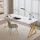 Glam -Schreibtisch Antique Finish Rechteck Computertisch mit Metallbeinen