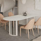 White Stone Top Dining Table Modern Dining Table with Sled Base Clearhalo ' dining_table' 'Dining Tables & Seating' 'Dining Tables' 'furn' 'furn_dining_table' 'Furniture' 'furniture_dining_table' 'Kitchen & Dining Furniture' 'kitchen&dining_furn' 'kitchen' 'kitchen_dining_table' 1200x1200_f583b9d2-f73d-4a7d-a17f-10ce73a13543