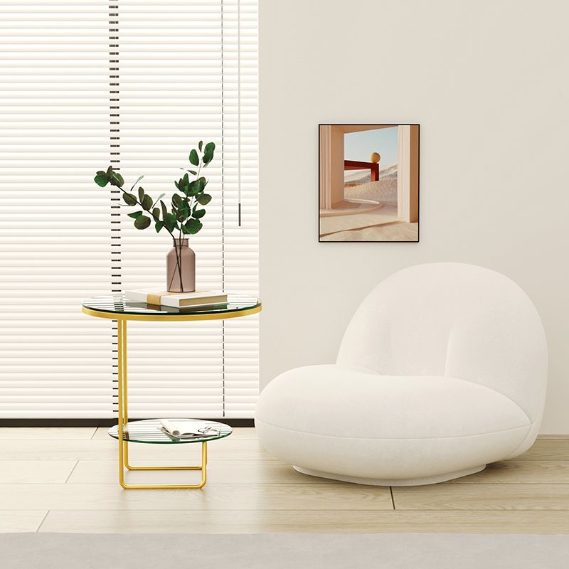 Scaffale per accento il divano in vetro e pietra rotondo e tavolo da tavolo incluso tavolo da estremità - Dia 19.69 "