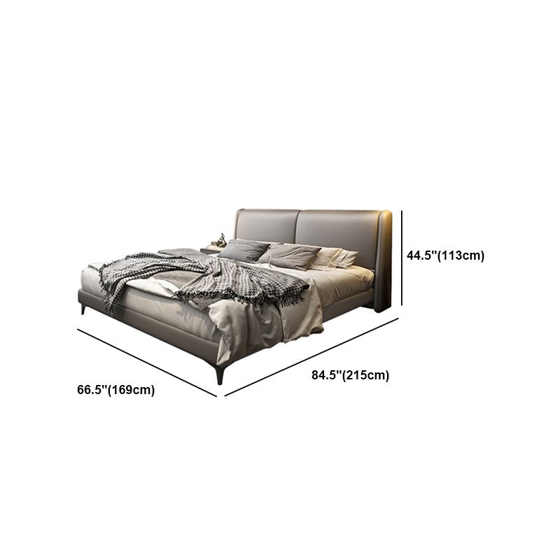 Cadre de lit en bois contemporain lit en cuir authentique gris foncé