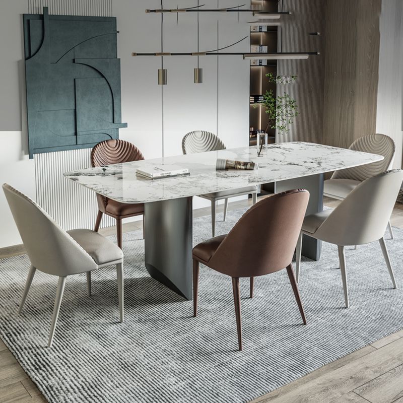 Rectangle Dining Table Set 1/4/7 Pcs Stone Dining Table with Upholstered Chairs Clearhalo 'Dining Room Sets' 'Dining Tables & Seating' 'dining_room_set' 'furn' 'furn_dining_room_set' 'Furniture' 'Kitchen & Dining Furniture' 1200x1200_f586da8c-42b0-47bd-bde2-409f25ec2370