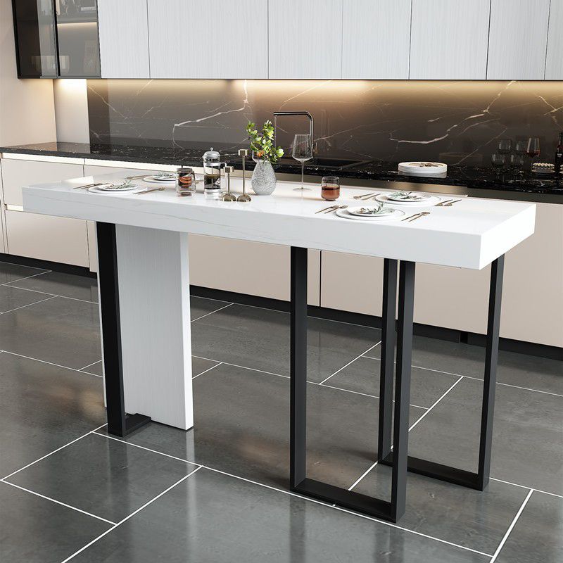 Modern Bar Table 42-inch Height White Artificial Marble Top and Metal Base Bistro Table Clearhalo 'Bar Furniture' 'Bar Tables' 'bar_tables' 'furn' 'furn_bar_tables' 'Furniture' 'furniture_bar_tables' 'Kitchen & Dining Furniture' 1200x1200_f588c60b-4ee3-4d78-acfc-a9c5c21b5df8