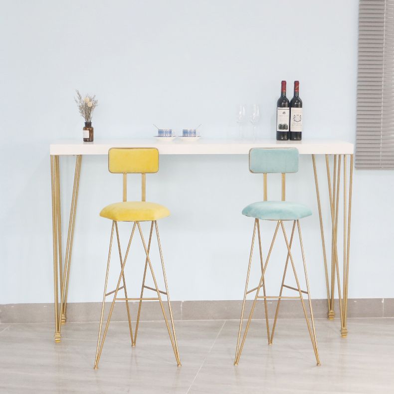 White Wood Top Counter Table Gold 4 Legs Industrial Bar Table for Dining Room Clearhalo 'Bar Furniture' 'Bar Tables' 'bar_tables' 'furn' 'furn_bar_tables' 'Furniture' 'furniture_bar_tables' 'Kitchen & Dining Furniture' 1200x1200_f589baae-e8ec-4a8a-a2dd-87dcc8d0ee1d