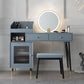 Contemporary Solid Wood Vanity Dressing Table with Mirror and Stool