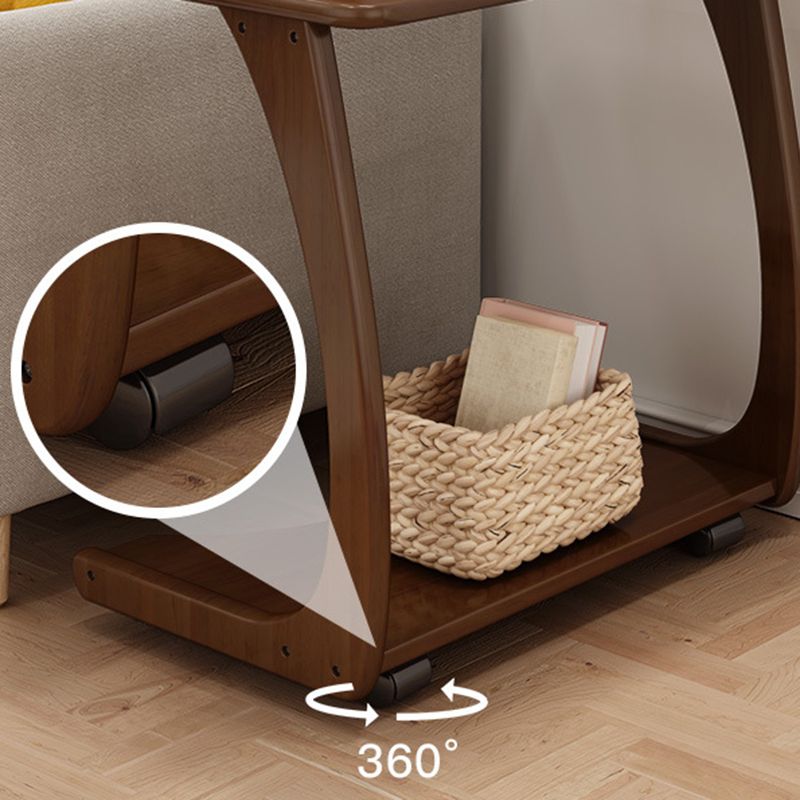 Skandinavischer Rechteck Massivholz Couchtisch 24,8 "H -Schlittencocktisch mit Regal