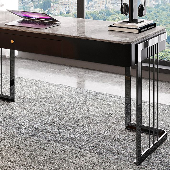 Contemporary Curved Writing Desk Stone Office Desk with Drawer Clearhalo 'Furniture' 'furniture_office_desk' 'Office Desks' 'Office Furniture' 'office_desk' 1200x1200_f58d313f-2ece-46d9-a46f-f5d36bc7ec0d