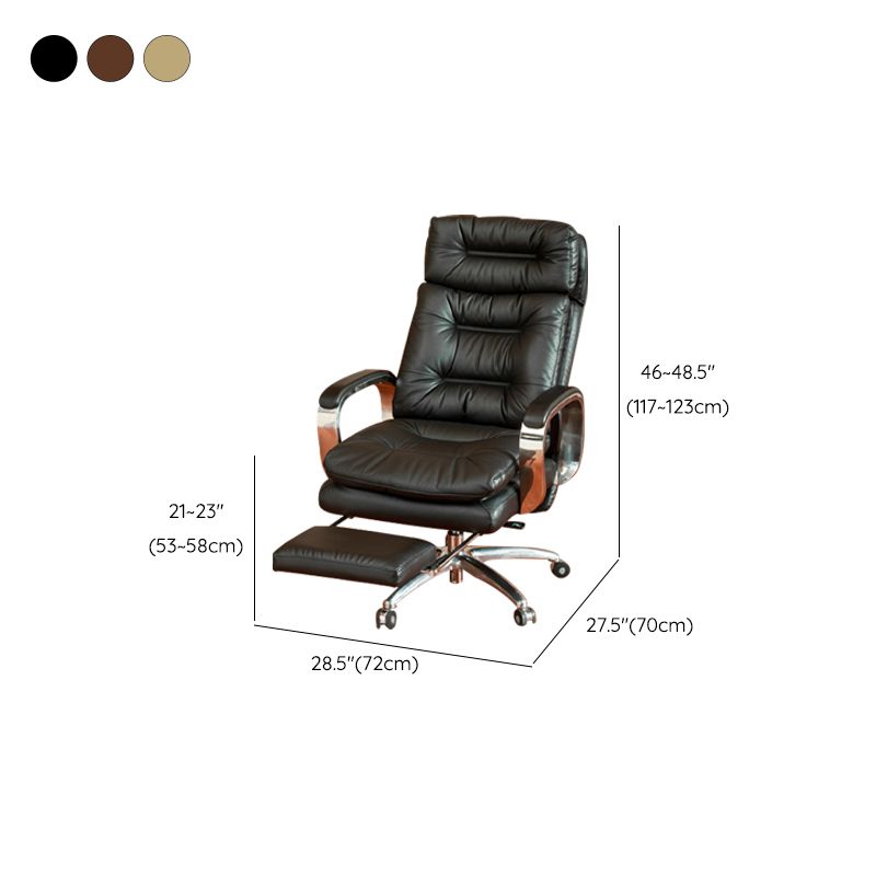 Fixed Arms Leather Desk Chair Modern Adjustable Seat Height Swivel Chair with Wheels Clearhalo 'furn' 'furn_office_chair' 'Furniture' 'Office Chairs' 'Office Furniture' 'office_chair' 1200x1200_f58e853d-99f8-4ce3-a286-9c7347ceadc3