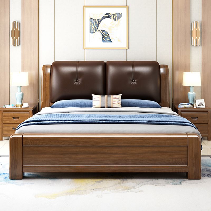 Letto standard marrone con deposito a letto alto 43,30 "moderni di metà secolo