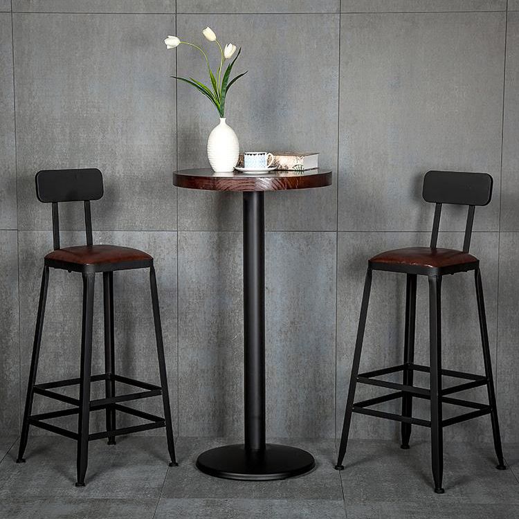 Industrial Armless Backrest Counter Stool Iron Cafe Bar Stool with Leather Cushion Clearhalo 'Bar Furniture' 'Bar Stools' 'bar_stools' 'furn' 'furn_bar_stools' 'Furniture' 'furniture_bar_stools' 'Kitchen & Dining Furniture' 1200x1200_f5904225-4370-453e-ac76-e074cfee6d5b