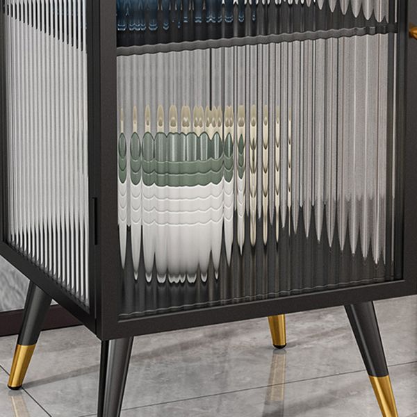 Glam Sideboard with Metal Frame Home Dining Server with Glass Door Clearhalo 'buffet_sideboard' 'Buffets & Sideboards' 'furn' 'furn_buffet_sideboard' 'Furniture' 'Kitchen & Dining Furniture' 1200x1200_f590c08a-cd9b-44f1-a7ba-aaa00696df3e
