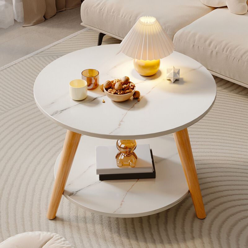 Stone 3 Legs Cocktail Table Modern Round Coffee Table with Shelf Clearhalo 'Coffee & Accent Tables' 'Coffee Tables' 'coffee_tables' 'furn' 'furn_coffee_tables' 'Furniture' 'Living Room Furniture' 1200x1200_f59183e5-0ef8-4df5-b8f4-a6d5e70ba269