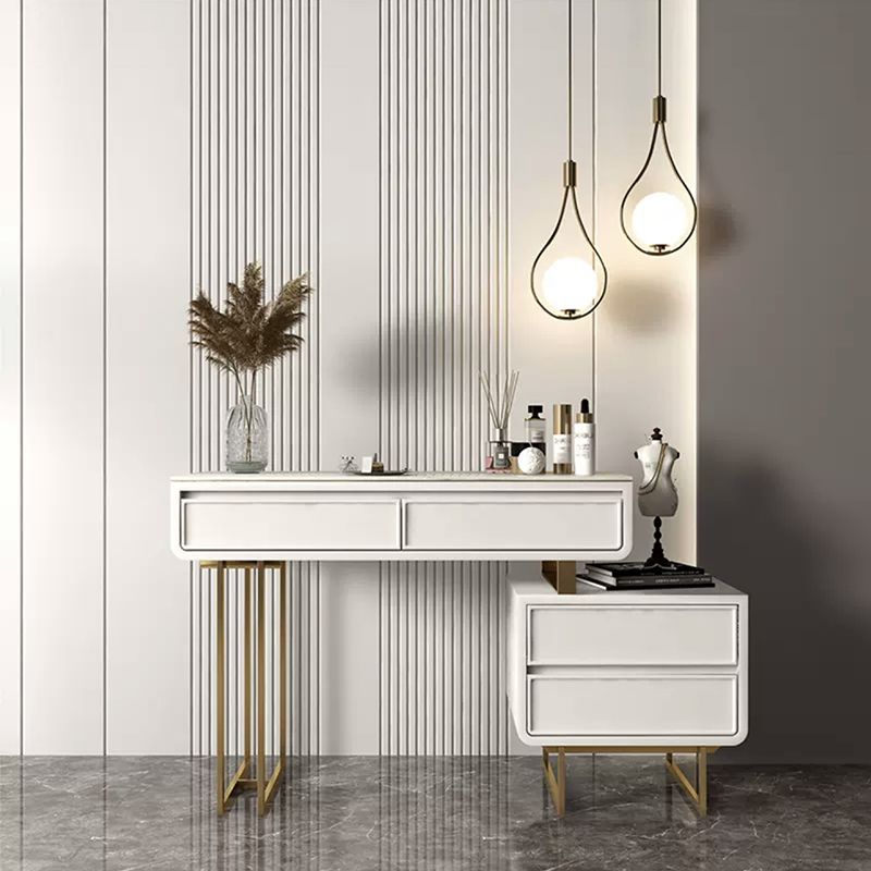 Glam Style White Gold Dresser Bedroom with Drawer Standing Make-up Vanity Clearhalo 'Bedroom Furniture' 'furn' 'furn_makeup_vanities' 'Furniture' 'Makeup Vanities' 'makeup_vanities' 1200x1200_f5929dc5-aee1-4ce2-8d7e-57eb67c4a800