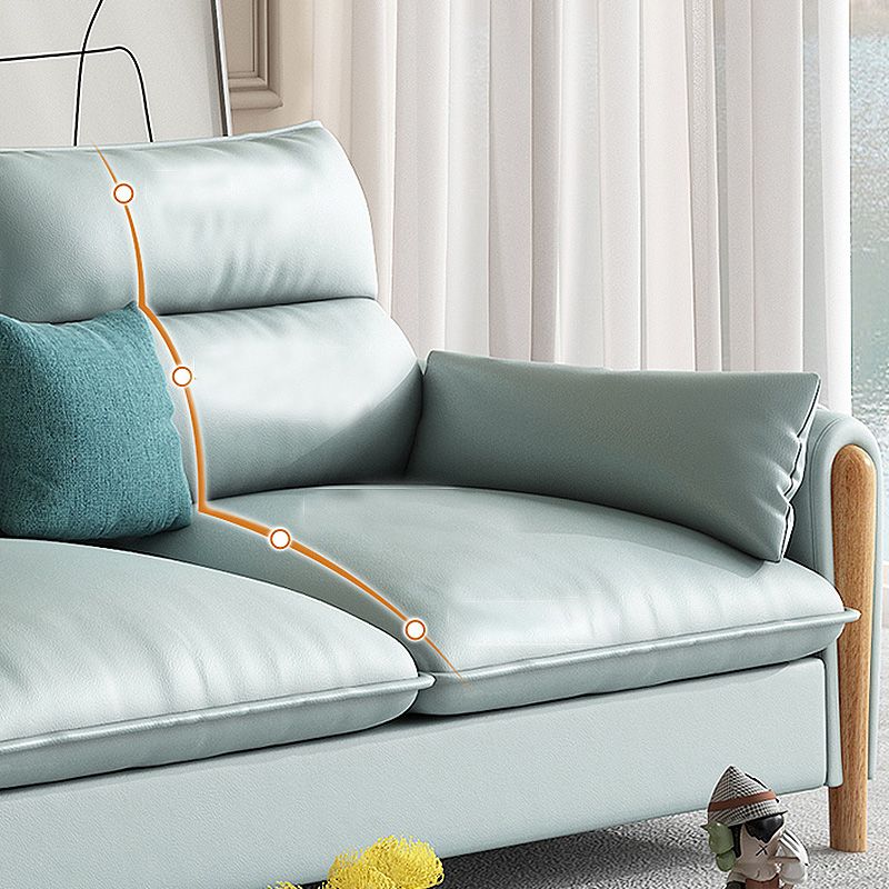 Scandinavian Beige Genuine Leather Straight Arm Sofa/Sectional with Storage