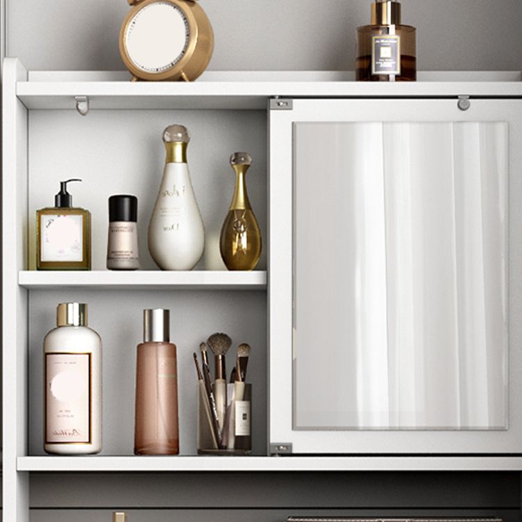 Luxurious Vanity Set 1/2 Storage Drawers with Mirror & Padded Stool