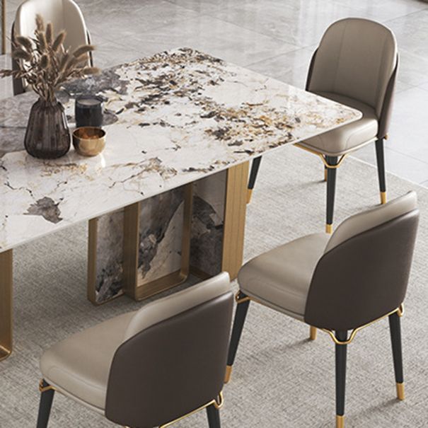 Luxury 1/2/3/4/5/6/8/9 Pieces Dining Set Sintered Stone Dining Table with Leather Chairs Clearhalo 'Dining Room Sets' 'Dining Tables & Seating' 'dining_room_set' 'furn' 'furn_dining_room_set' 'Furniture' 'furniture_dining_room_set' 'Kitchen & Dining Furniture' 1200x1200_f59a7570-4f11-4891-9d8d-061939fa3ad8