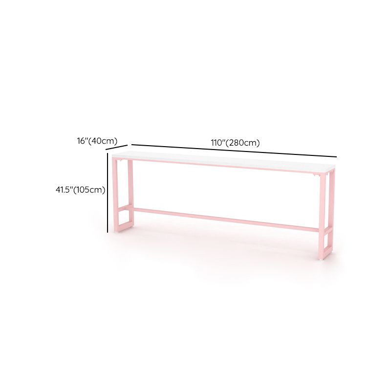 Glam Rectangle Bar Stool Table White Top Pub Table with Pink Base Clearhalo 'Bar Furniture' 'Bar Tables' 'bar_tables' 'furn' 'furn_bar_tables' 'Furniture' 'Kitchen & Dining Furniture' 1200x1200_f59ae4f7-5638-43be-bb82-5753d78d1315