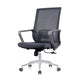 Chaise d'ordinateur moderne à bras fixes avec roulettes, chaise de bureau à dossier moyen