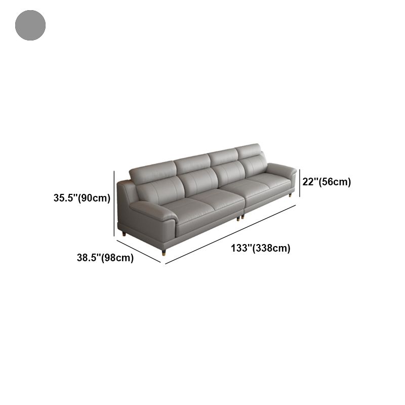 Light-grey Contemporary Sofa Genuine Leather Living Room Sofa & Chaise Clearhalo 'furn' 'furn_sectionals' 'Furniture' 'Living Room Furniture' 'Sectionals' 1200x1200_f59e7c6d-4530-45b2-8aa7-bea61df6fd5b